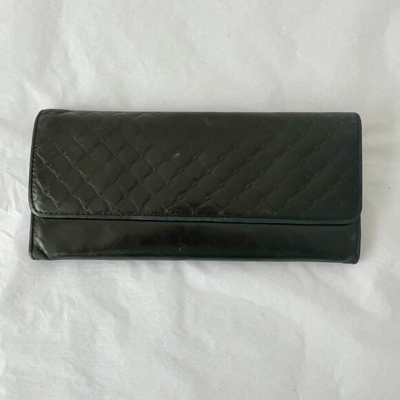 Hobo International Black Smooth Embossed Quilted Leather Trifold Wallet